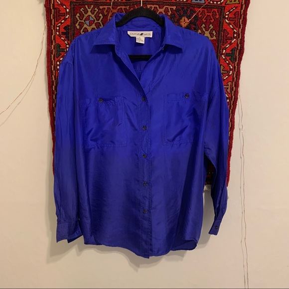 Blue Silk top - Picture 1 of 8